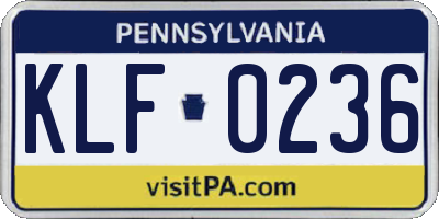 PA license plate KLF0236