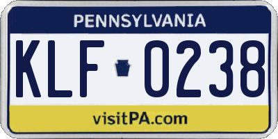 PA license plate KLF0238