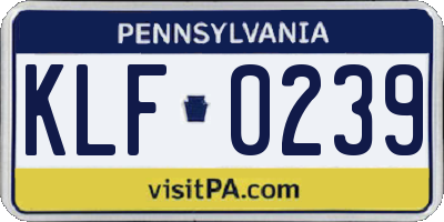 PA license plate KLF0239