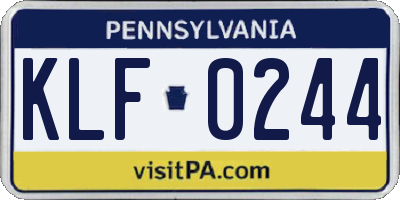 PA license plate KLF0244