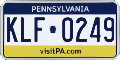 PA license plate KLF0249