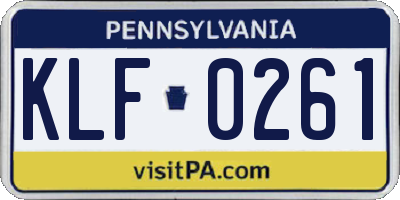 PA license plate KLF0261