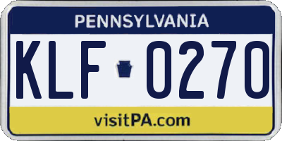 PA license plate KLF0270
