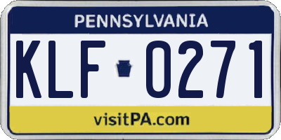 PA license plate KLF0271