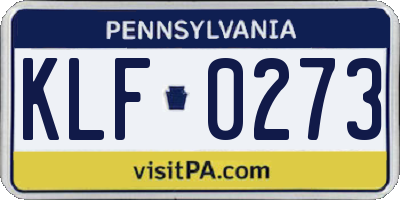 PA license plate KLF0273