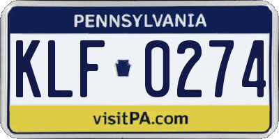 PA license plate KLF0274