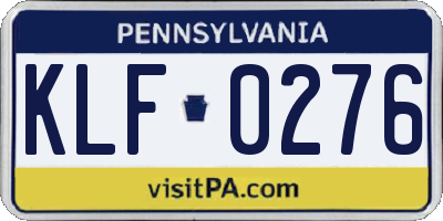 PA license plate KLF0276