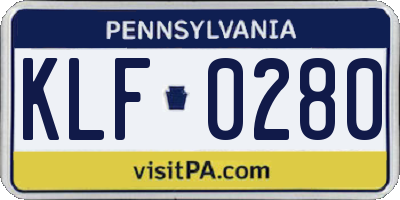 PA license plate KLF0280