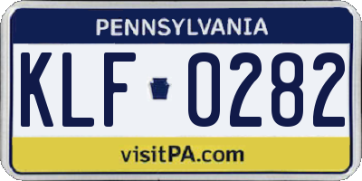 PA license plate KLF0282