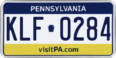 PA license plate KLF0284