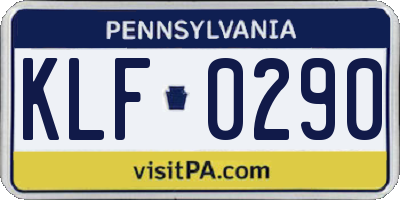 PA license plate KLF0290