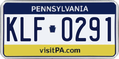 PA license plate KLF0291