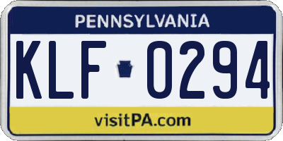 PA license plate KLF0294