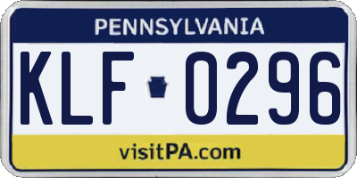 PA license plate KLF0296