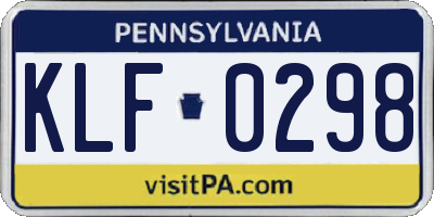 PA license plate KLF0298