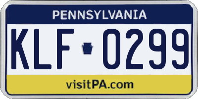 PA license plate KLF0299