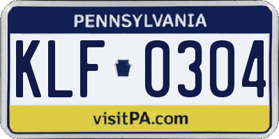 PA license plate KLF0304