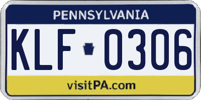 PA license plate KLF0306