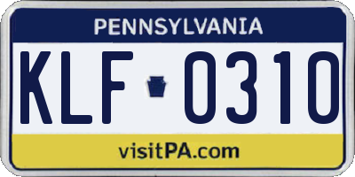 PA license plate KLF0310