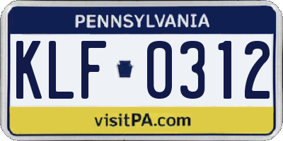 PA license plate KLF0312