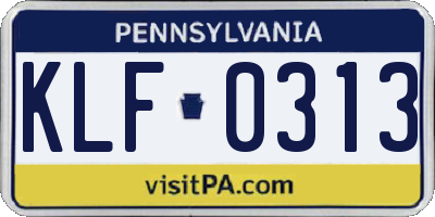 PA license plate KLF0313