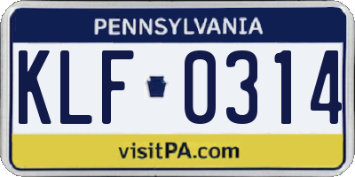 PA license plate KLF0314