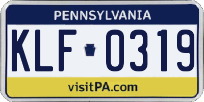 PA license plate KLF0319