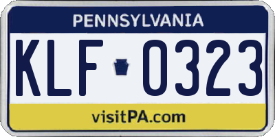 PA license plate KLF0323