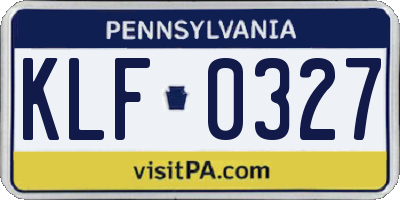 PA license plate KLF0327