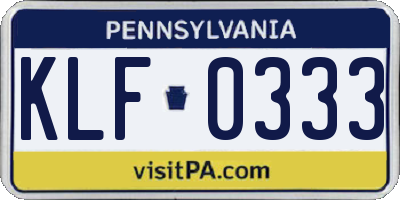 PA license plate KLF0333
