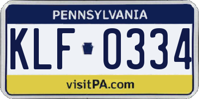 PA license plate KLF0334