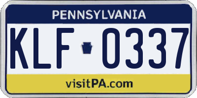 PA license plate KLF0337