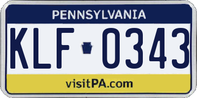 PA license plate KLF0343