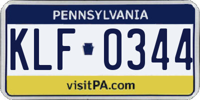 PA license plate KLF0344