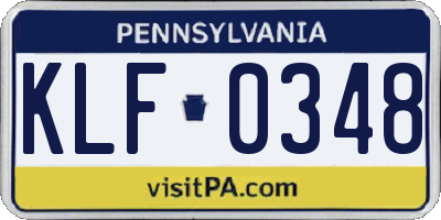 PA license plate KLF0348