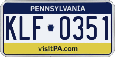 PA license plate KLF0351