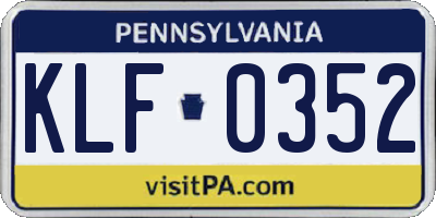 PA license plate KLF0352