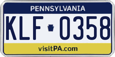 PA license plate KLF0358