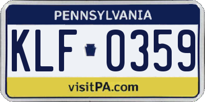 PA license plate KLF0359