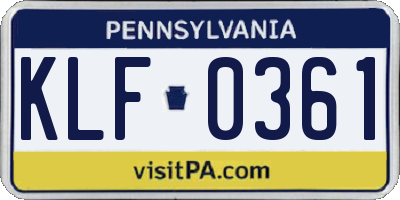 PA license plate KLF0361