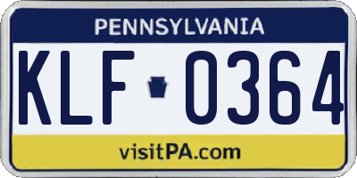 PA license plate KLF0364