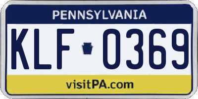 PA license plate KLF0369