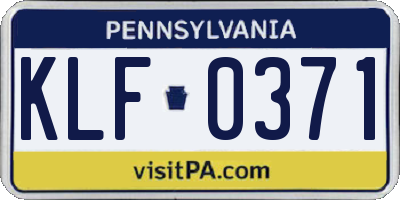 PA license plate KLF0371