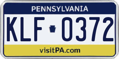 PA license plate KLF0372
