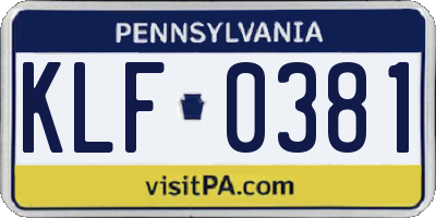 PA license plate KLF0381
