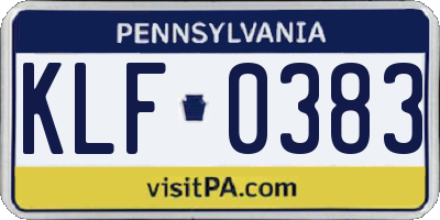 PA license plate KLF0383