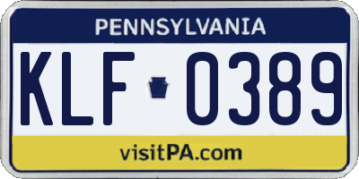 PA license plate KLF0389
