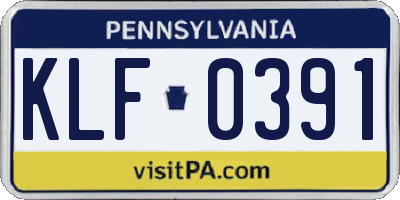 PA license plate KLF0391