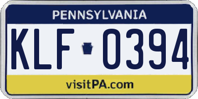 PA license plate KLF0394