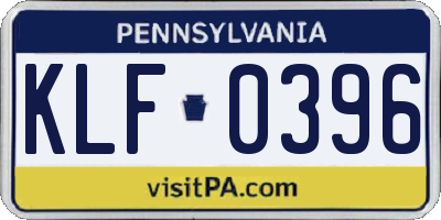 PA license plate KLF0396